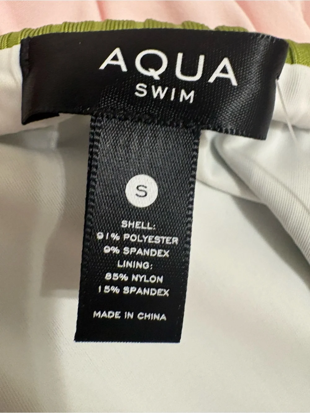 NWT Aqua Swim Ribbed Bikini Bottom Greek Olive Size S High Cut Cheeky Retail $48